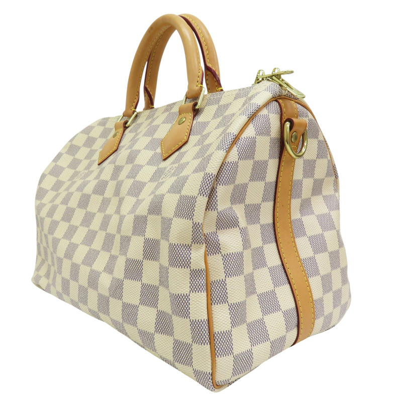 白色 棋盤格 PVC塗層帆布 Speedy Bandoriere 30 兩用包【LOUIS VUITTON LV 路易威登】 N41373-2