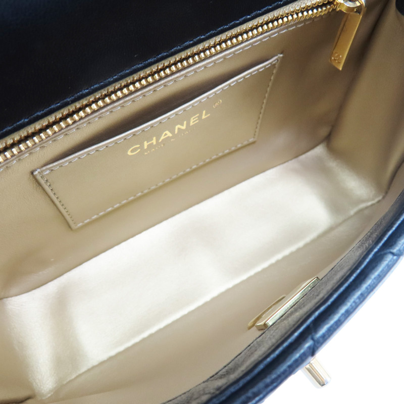 黑色 牛皮 手把 鍊帶 肩背包 金釦【CHANEL 香奈兒】 AS4605-4