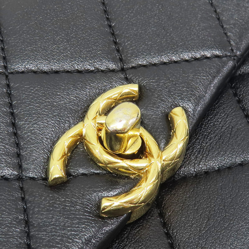 黑色 牛皮 手把 鍊帶 肩背包 金釦【CHANEL 香奈兒】 AS4605-12