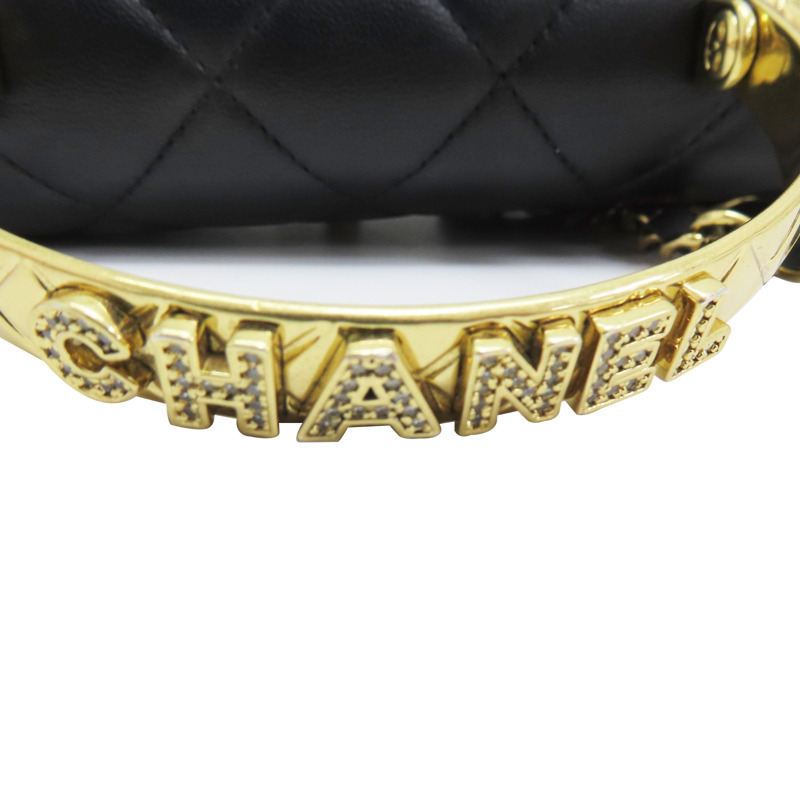 黑色 牛皮 手把 鍊帶 肩背包 金釦【CHANEL 香奈兒】 AS4605-16