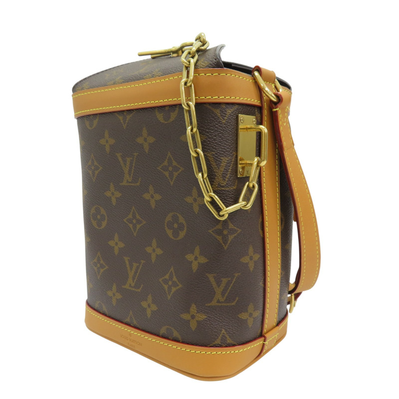 棕色 原花 PVC塗層帆布 Milk Box 肩背包 M44877-2