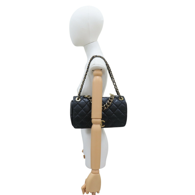 黑色 牛皮 兩用包 金釦【CHANEL 香奈兒】-8