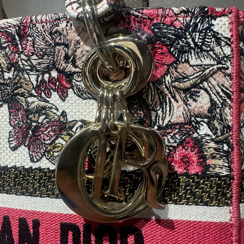 DIOR迪奥 Lady D-Lite 蝴蝶刺绣拼色戴妃包手提斜挎单肩包-4