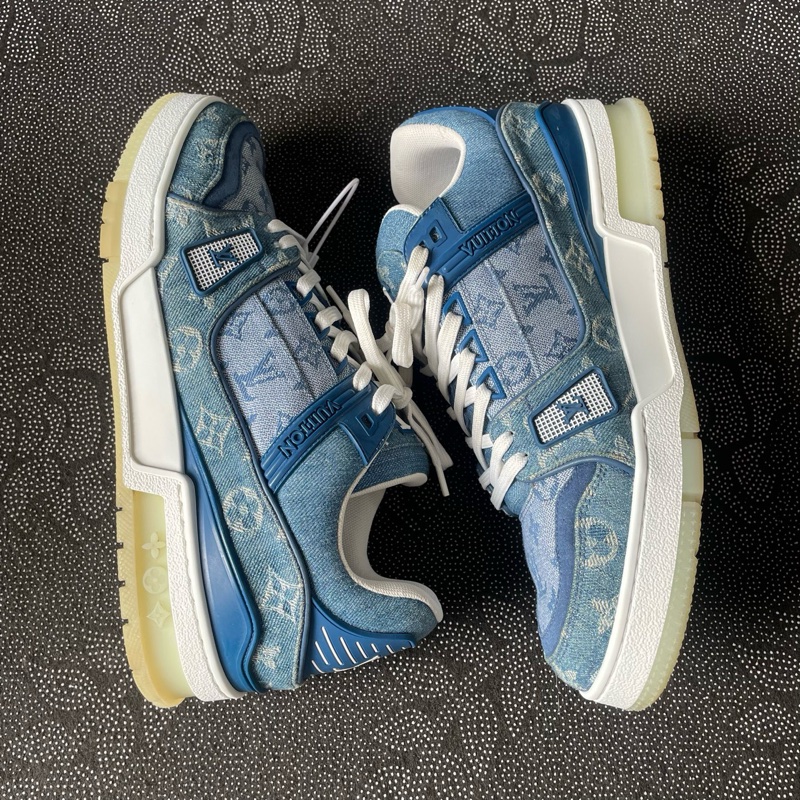 01544 lv藍色牛仔trainer,41碼無盒,成色近新磨損小,鞋底满星-5