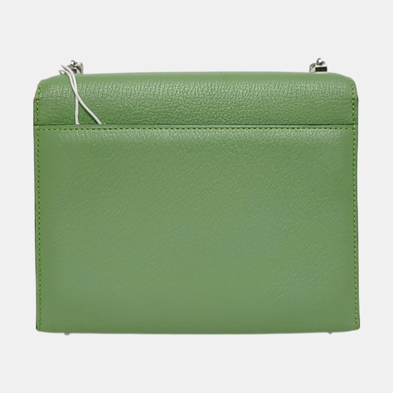 HERMÈS Verrou 仙人掌綠 Chèvre Mysore 山羊皮單肩包斜挎包 銀色五金 Y刻 9.8新-4