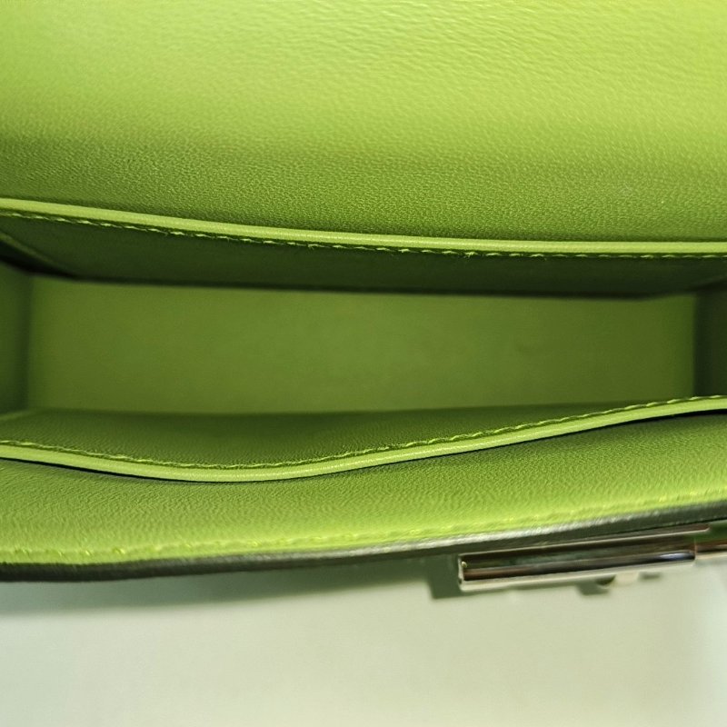 HERMÈS Verrou 仙人掌綠 Chèvre Mysore 山羊皮單肩包斜挎包 銀色五金 Y刻 9.8新-6