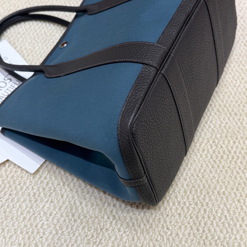 Hermes garden party36花園包 藍色拼烏木色 B刻-3