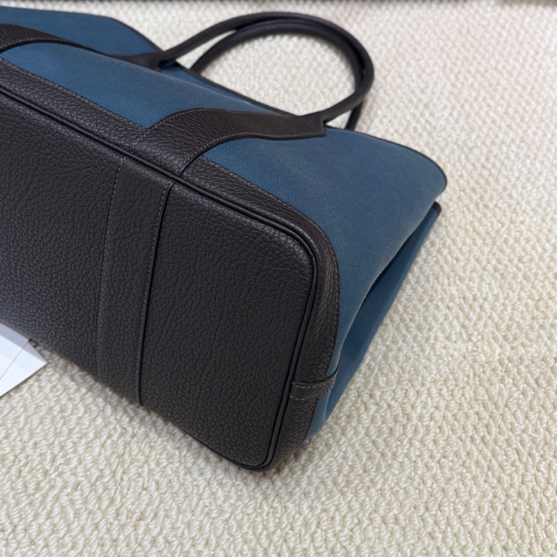 Hermes garden party36花園包 藍色拼烏木色 B刻-4