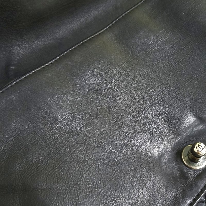 CHANEL BOY CHANEL 大號 黑色荔枝紋新牛皮菱格紋絎縫斜挎包 釕色五金 18開 可拆卸肩帶-12