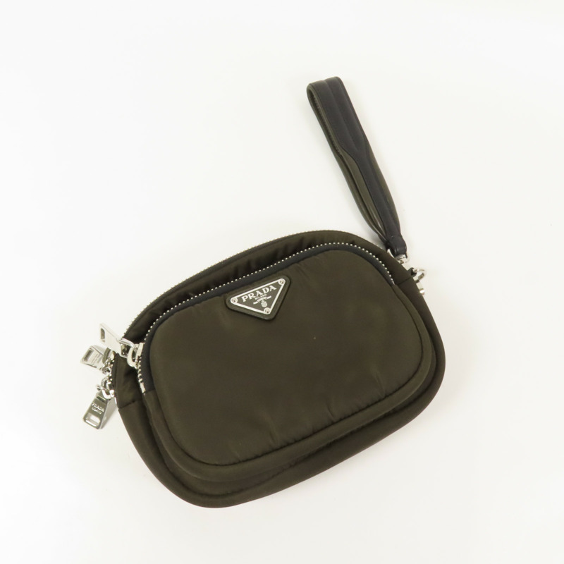 PRADA 尼龍Pouch銀扣手拿包-4