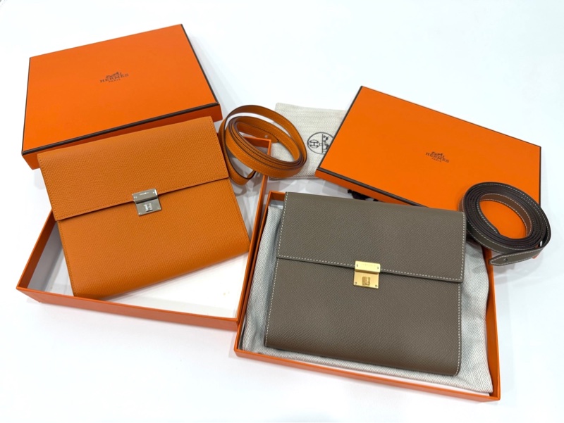 hermes 愛馬仕 clic 16 經典橙 愛馬仕橘 銀釦 手拿包 晚宴包 斜背包 側背包 肩背包-4