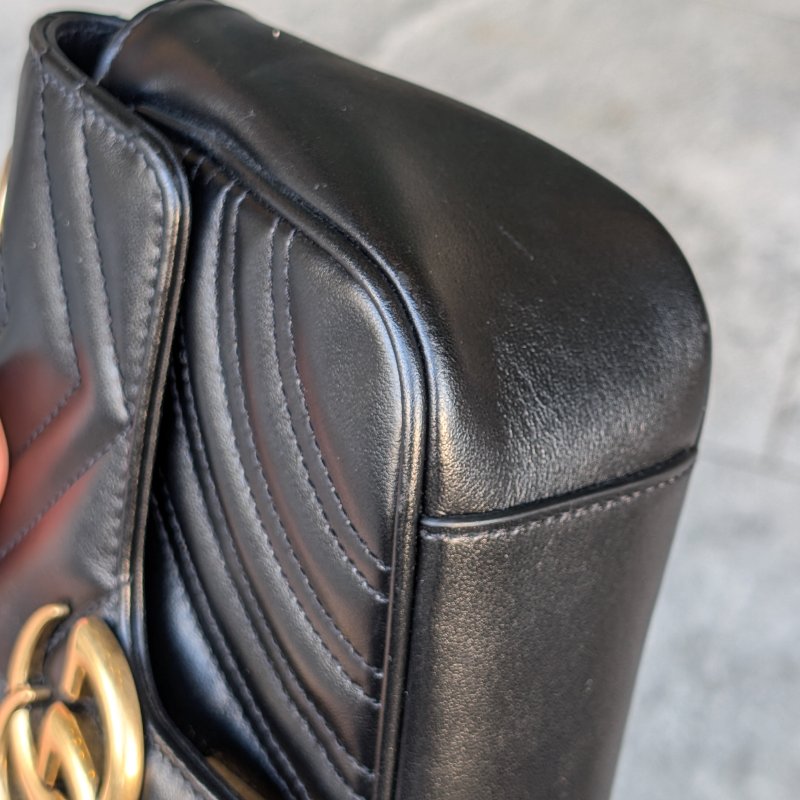 Gucci marmont 22黑金經典三用包-10