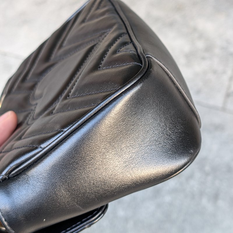 Gucci marmont 22黑金經典三用包-11