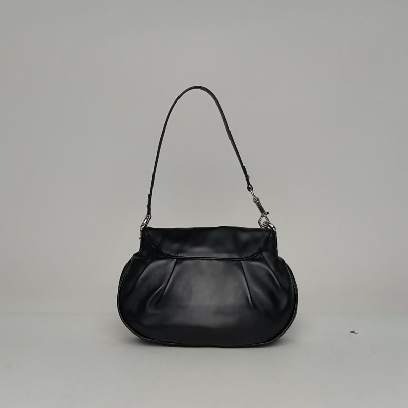 LOUIS VUITTON 黑色羊皮PVC銀扣晶片BorsaSunsetVibe元寶包黑武士/肩背包-2