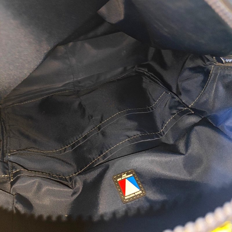 LOUIS VUITTON DISTRICT 深藍色塗層帆布印花雙肩包手提包單肩包 銀色藍色五金 9.8新-6