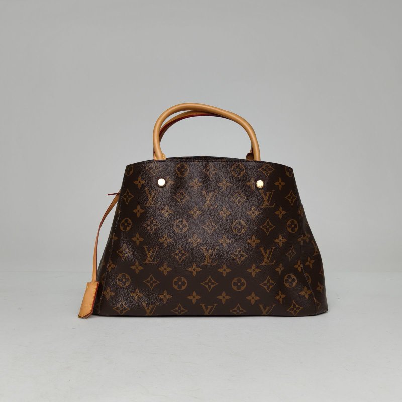 LOUIS VUITTON Montaigne蒙田中號33老花PVC金扣2016肩背包-0