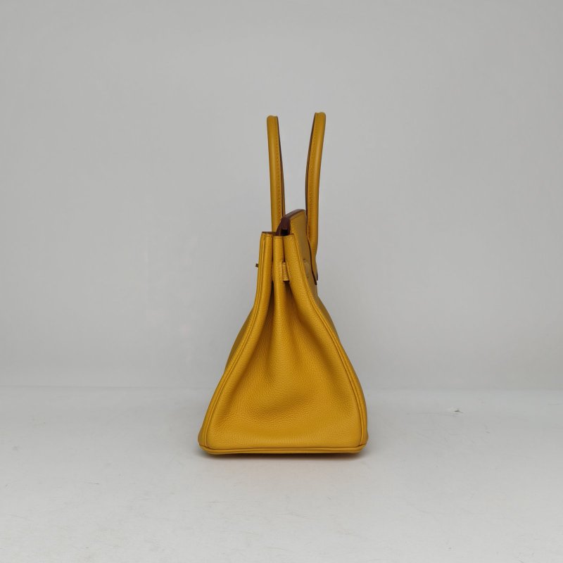 HERMES Birkin309D琥珀黃Togo皮C刻金扣肩背包-1