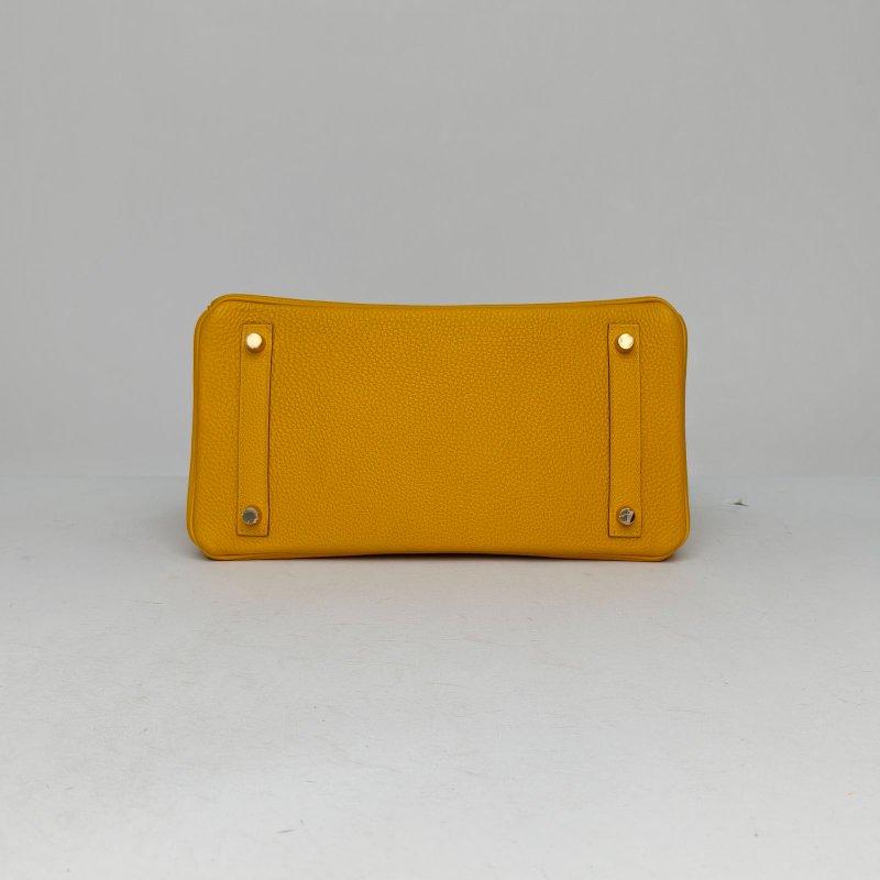 HERMES Birkin309D琥珀黃Togo皮C刻金扣肩背包-4