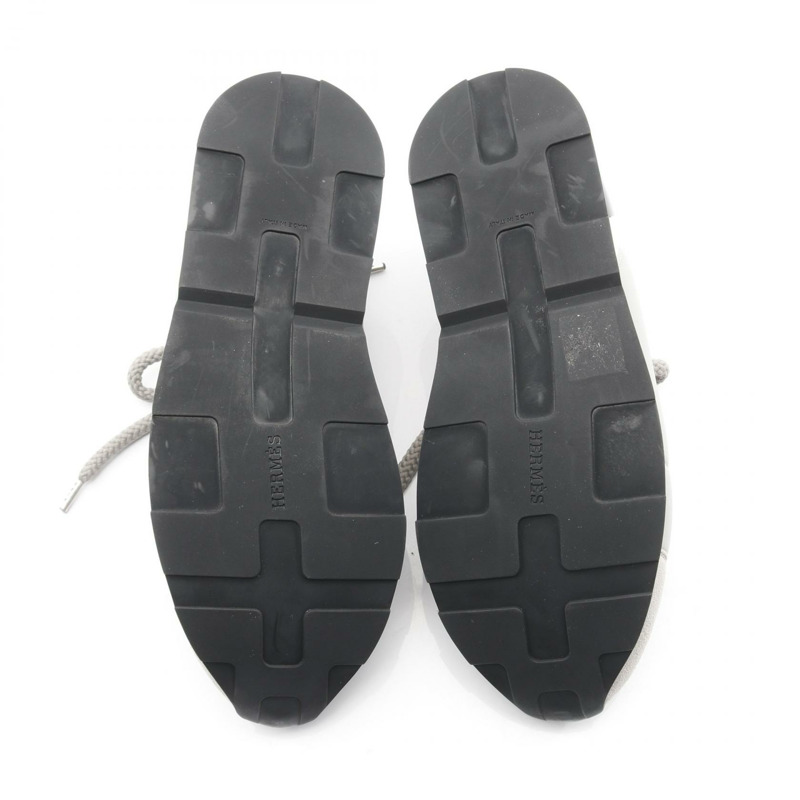 愛馬仕 Miles 運動鞋，皮革/織物，灰色/白色/黑色，二手，女款 36 碼-3