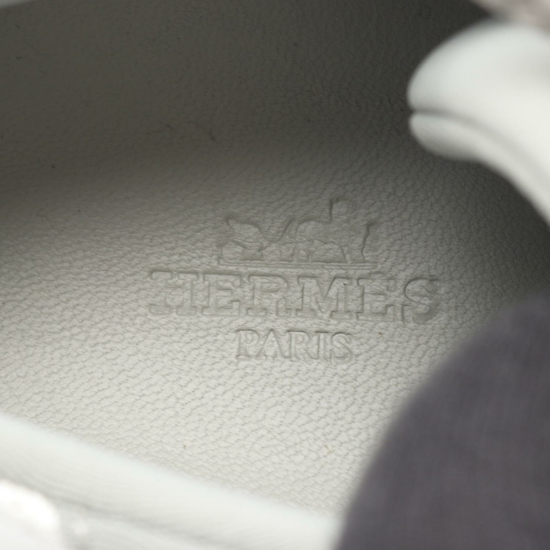 愛馬仕 Miles 運動鞋，皮革/織物，灰色/白色/黑色，二手，女款 36 碼-4