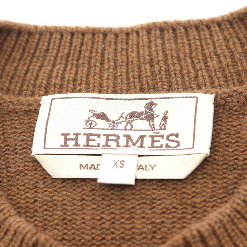 愛馬仕羊毛羊絨針織衫，棕色/海軍藍，二手男士XS碼-2