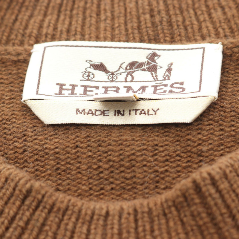 愛馬仕羊毛羊絨針織衫，棕色/海軍藍，二手男士XS碼-3