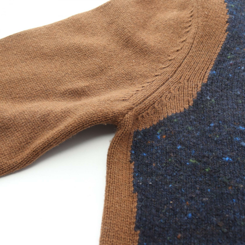 愛馬仕羊毛羊絨針織衫，棕色/海軍藍，二手男士XS碼-5