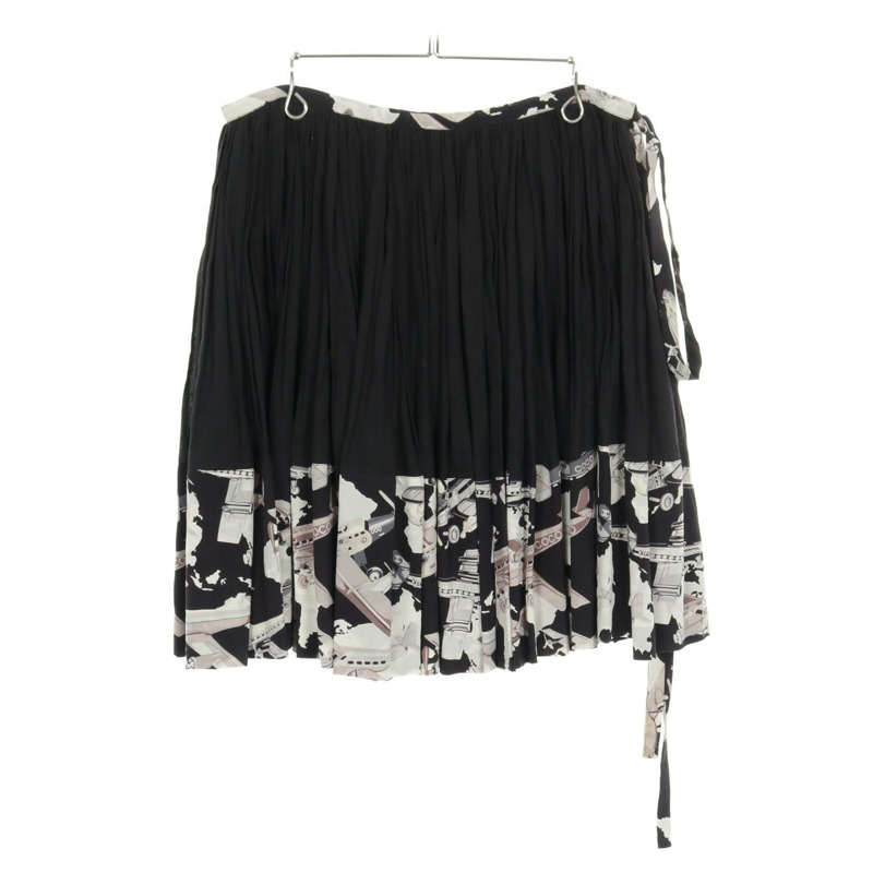 香奈兒荷葉邊裙 P28794W03736 棉絲混紡 黑色 多色 二手 女款 40碼-0