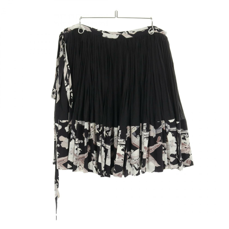 香奈兒荷葉邊裙 P28794W03736 棉絲混紡 黑色 多色 二手 女款 40碼-1