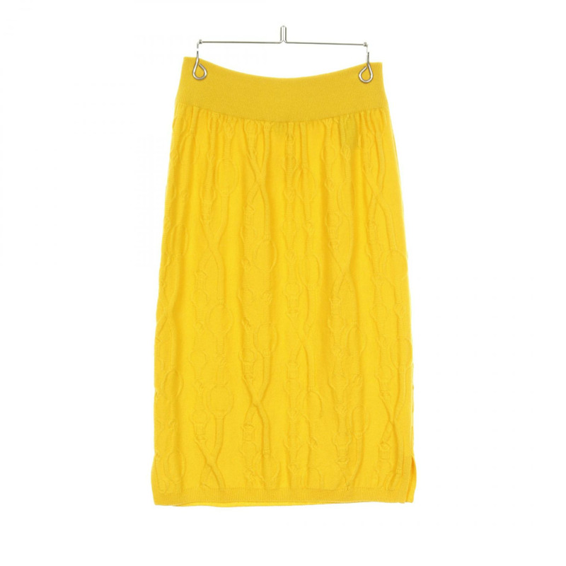 愛馬仕羊絨針織半身裙，黃色，二手女款，34碼-0