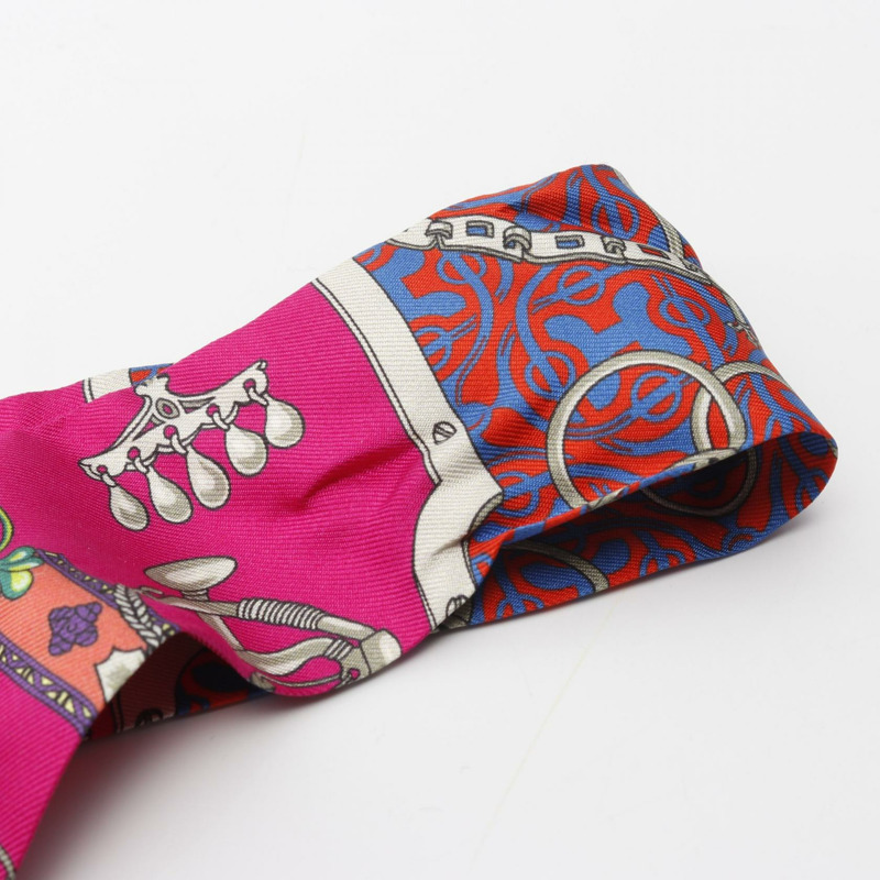 愛馬仕 Twilly MORS et Gourmettes REMIX 絲巾 粉紅色 多色 二手 女士-4