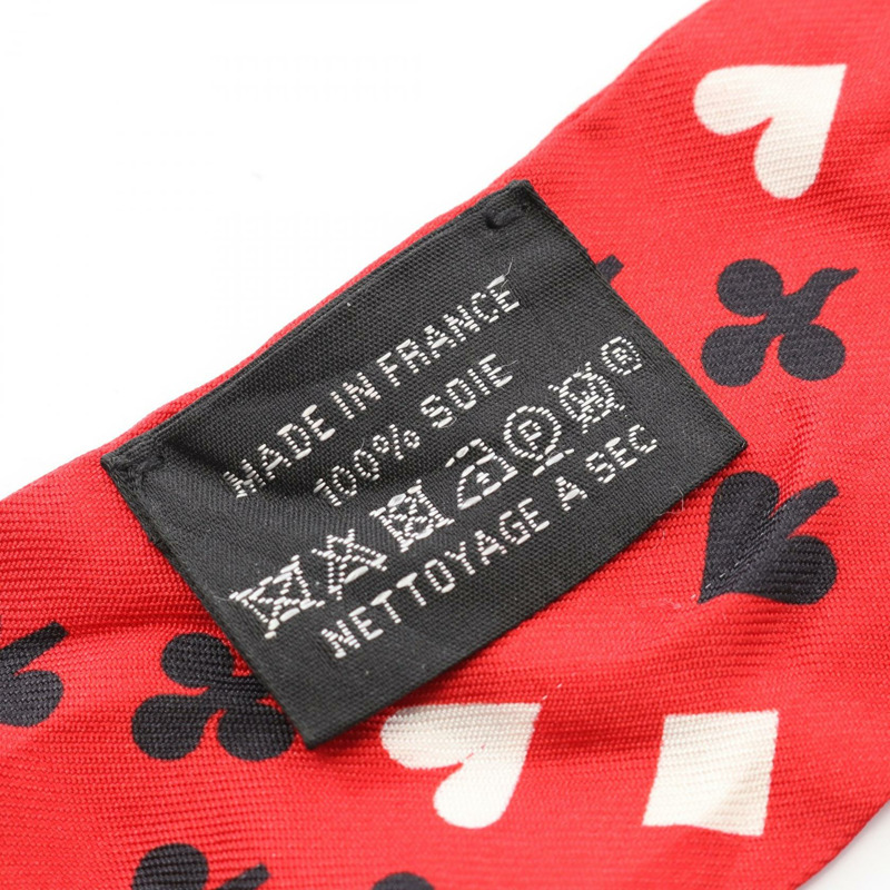 愛馬仕 Twilly Jeu de Cartes 絲巾，紅色多色真絲，二手女款-2