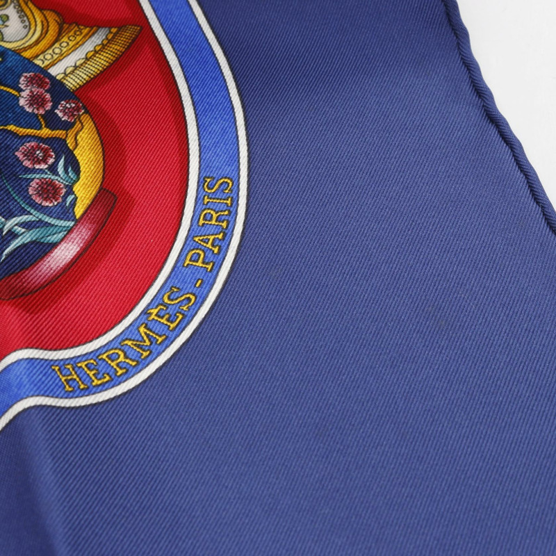 愛馬仕 Carre90 Qu importe le flacon 絲巾 海軍藍 紅色 多色 二手 女士-3