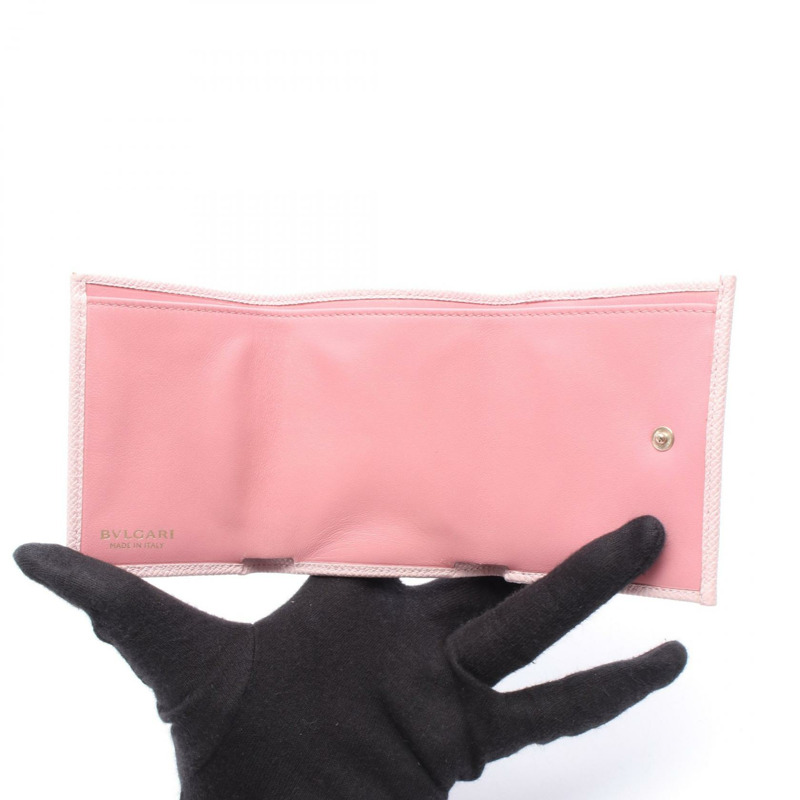 寶格麗 (BVLGARI) 寶格麗 (BVLGARI) 寶格麗 (BVLGARI) Clip 三折錢包，粉紅色皮革，二手，女士，金色五金-2