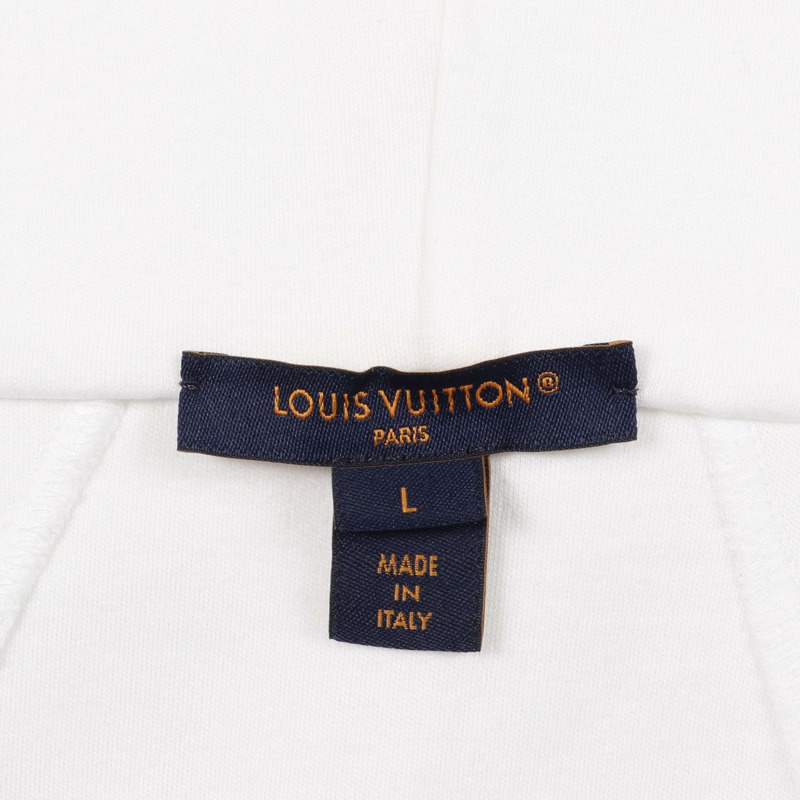 路易威登 (LOUIS VUITTON) 經典袖拉鍊連帽衫，純棉材質，白色/黑色，二手，女款 L 碼-2