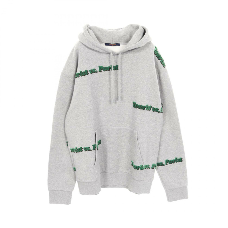 路易威登 TOURIST VS PURIST 硬質連帽衫,純棉材質,灰綠色,二手,男款 XL 碼-0