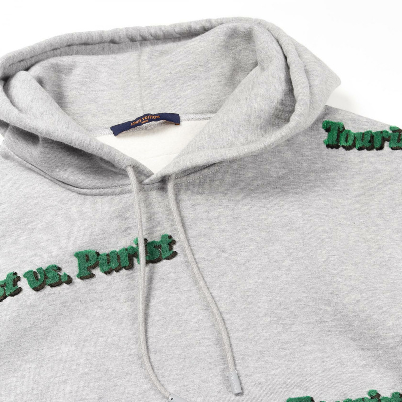路易威登 TOURIST VS PURIST 硬質連帽衫,純棉材質,灰綠色,二手,男款 XL 碼-5
