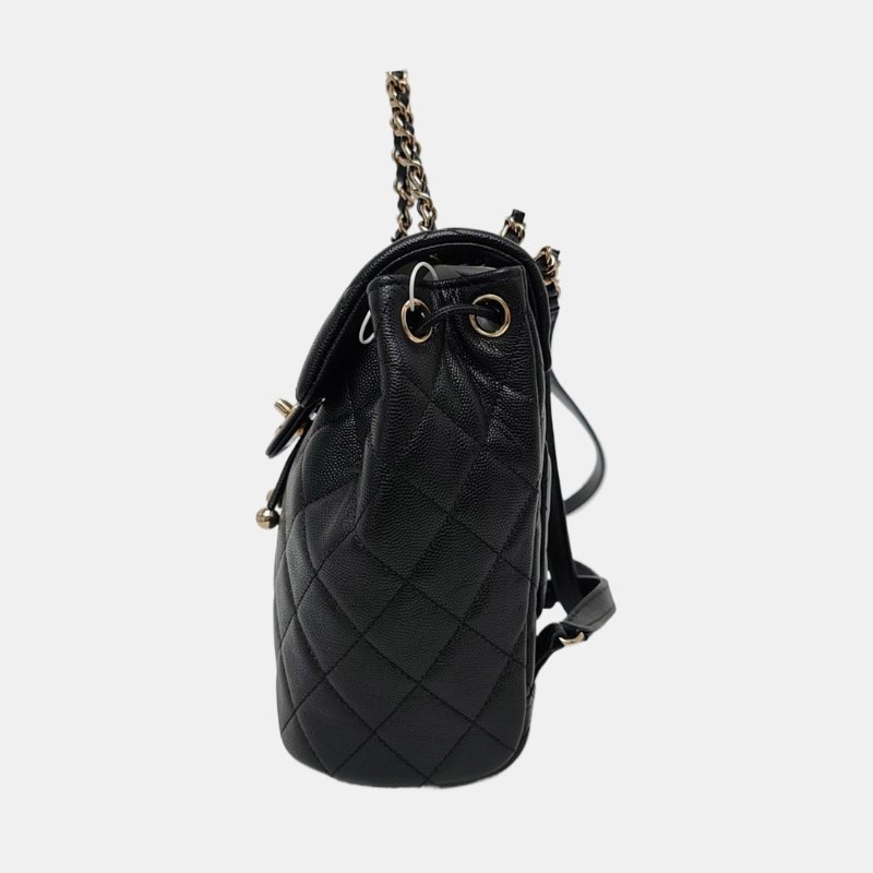 CHANEL URBAN SPIRIT 黑色荔枝紋牛皮菱格紋絎縫雙肩包手提包 金色五金 配件齊全 晶片款 9.9新-2