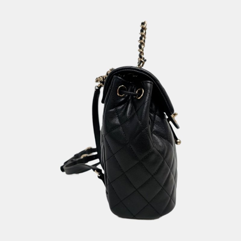 CHANEL URBAN SPIRIT 黑色荔枝紋牛皮菱格紋絎縫雙肩包手提包 金色五金 配件齊全 晶片款 9.9新-3