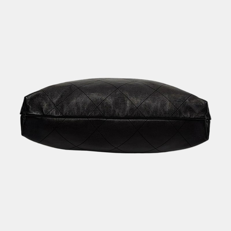 CHANEL 托特包 黑色牛皮菱格紋絎縫單肩包手提包 金色五金 9.9新 晶片款-5