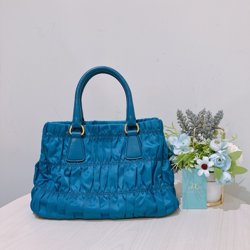 TK1865 Prada普拉達藍色手提/斜挎兩用包Tessuto Gaufre 2 Ways Shoulder Bag Blue X GHW-2