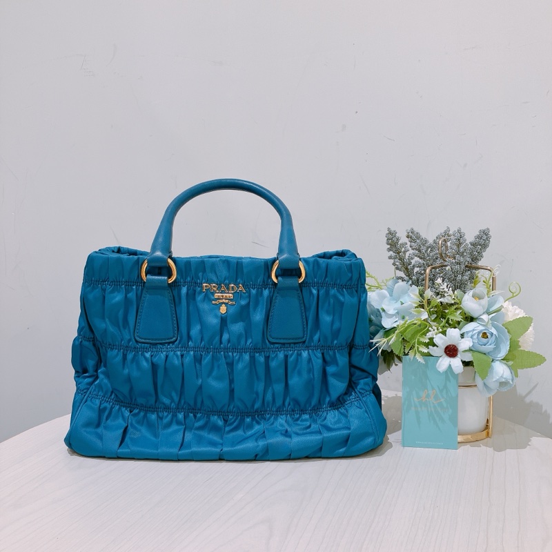 TK1865 Prada普拉達藍色手提/斜挎兩用包Tessuto Gaufre 2 Ways Shoulder Bag Blue X GHW-10