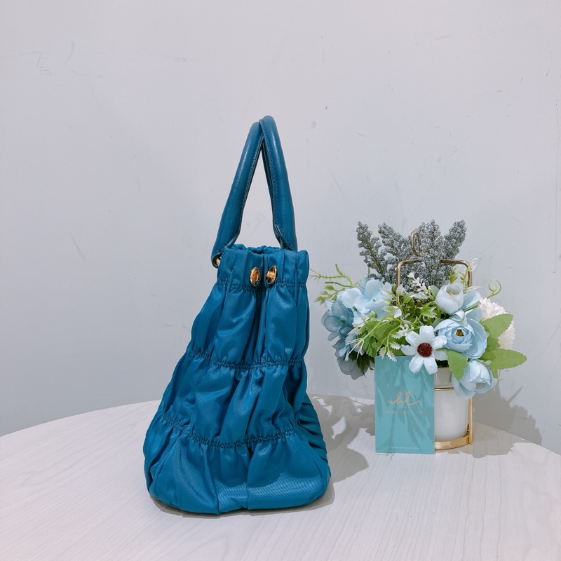 TK1865 Prada普拉達藍色手提/斜挎兩用包Tessuto Gaufre 2 Ways Shoulder Bag Blue X GHW-13
