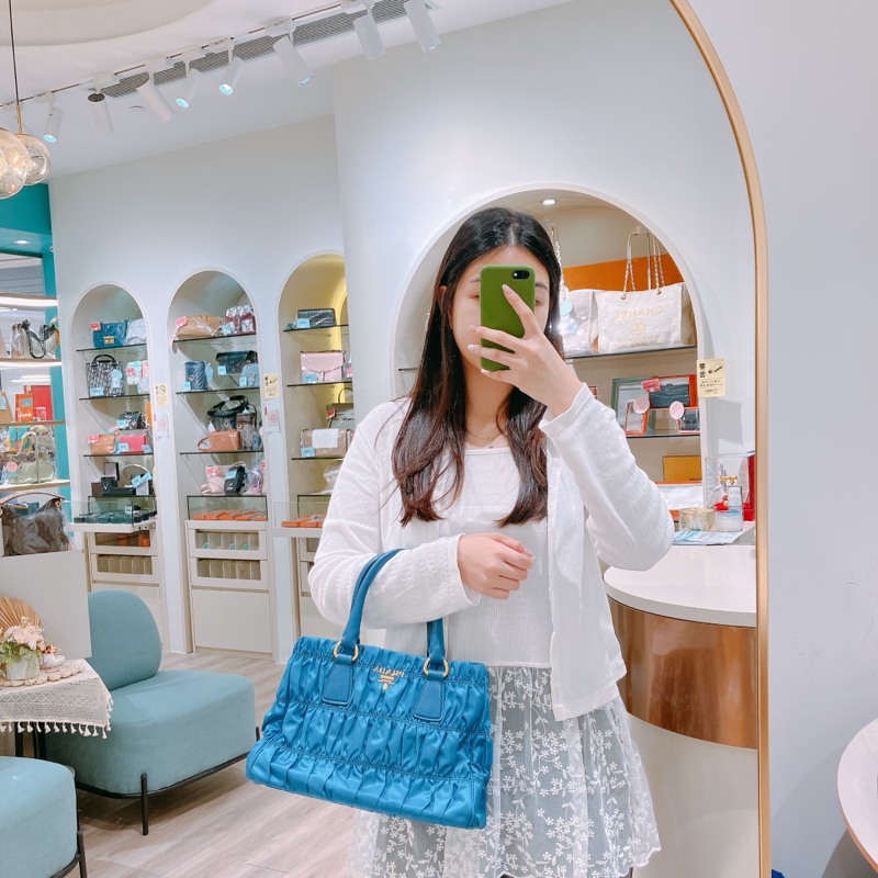 TK1865 Prada普拉達藍色手提/斜挎兩用包Tessuto Gaufre 2 Ways Shoulder Bag Blue X GHW-26