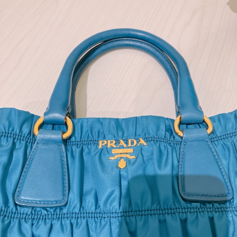 TK1865 Prada普拉達藍色手提/斜挎兩用包Tessuto Gaufre 2 Ways Shoulder Bag Blue X GHW-33