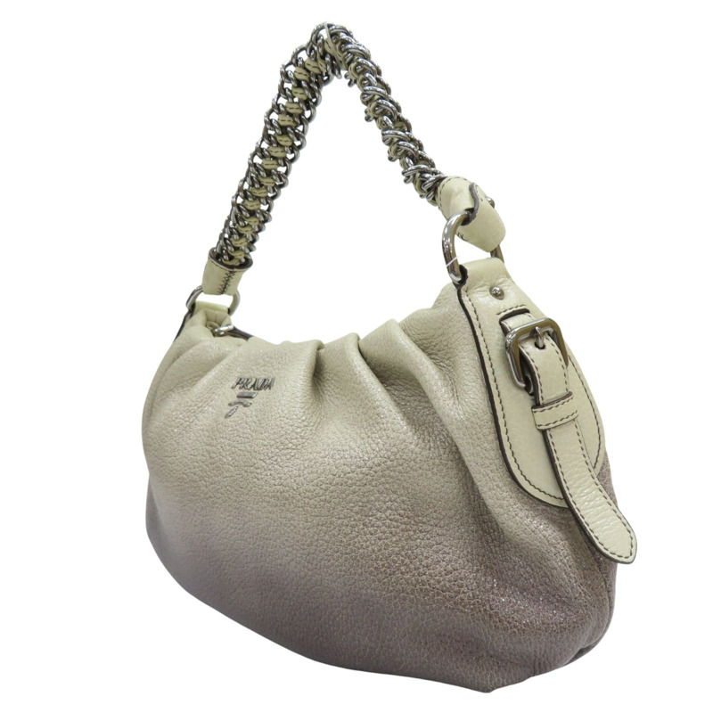 黑白漸層 牛皮 肩背包【PRADA 普拉達】-2