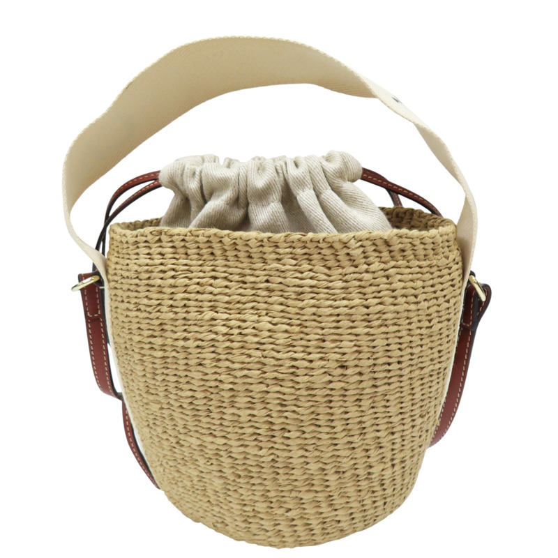 亞麻 Woody Basket 草編 水桶包 肩背包【Chloe 克羅伊】-1