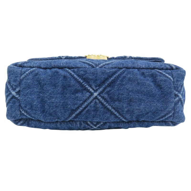 藍色 單寧布 19 26cm 鍊帶 肩背包【CHANEL 香奈兒】 AS1160-3