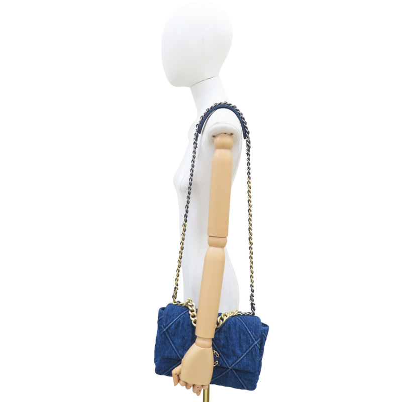 藍色 單寧布 19 26cm 鍊帶 肩背包【CHANEL 香奈兒】 AS1160-9
