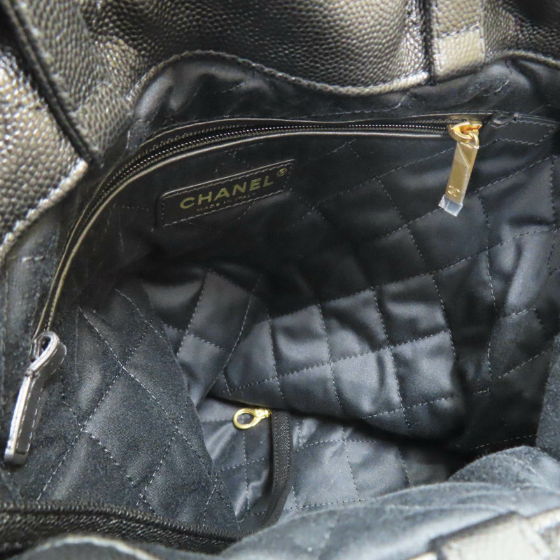 黑色 荔枝紋牛皮 22 後背包【CHANEL 香奈兒】 AS3859-4